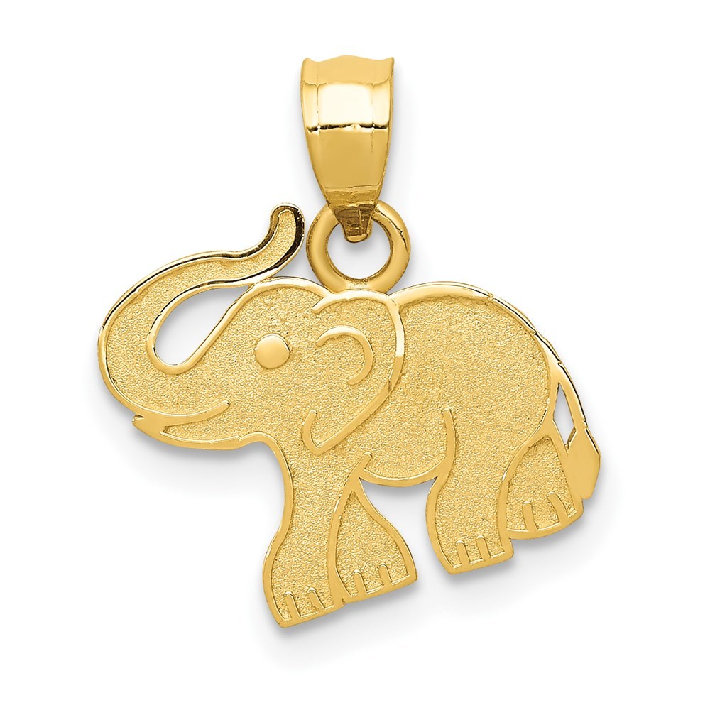 14k Yellow Gold Elephant Necklace Charm Pendant